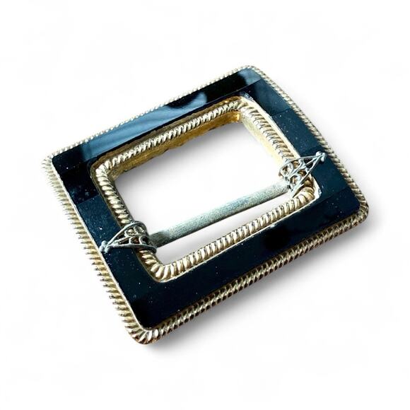 Antique Victorian Japanned & Gilt Sash Buckle Black Gold Metal 1800s ornate main image 6